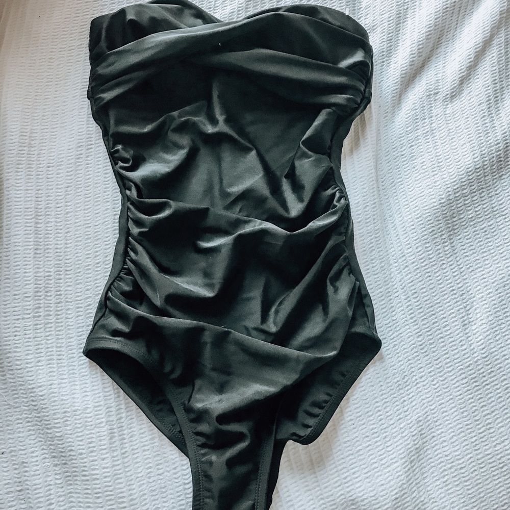 Black one piece bathing suit size medium